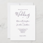Minimal Lila moderne Hochzeit Einladung (Vorderseite)