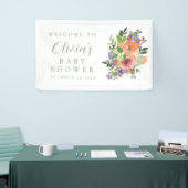 Minimal Lila Orange Bloral Baby Dusche Willkommen Banner (Messeveranstaltung)