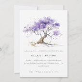 Minimal Lilac Jacaranda Tree Hochzeitstag Einladung (Vorderseite)