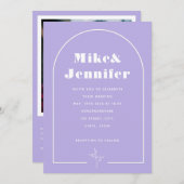 Minimal Lilac Lavender Qr Code Boho Arch Lineart Einladung (Vorne/Hinten)