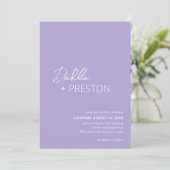 Minimal Lilac Moderne Hochzeit Einladung (Stehend Vorderseite)