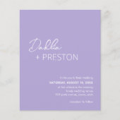 Minimal Lilac Modernes Budget Hochzeit Einladung (Vorderseite)
