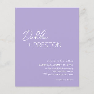 Minimal Lilac Modernes Budget Hochzeit Einladung