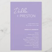 Minimal Lilac Modernes Hochzeitsprogramm (Vorderseite)
