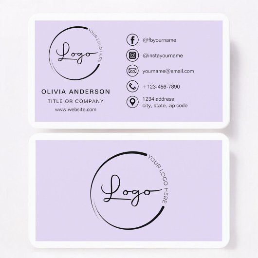 Minimal Lilac Purple Business Branding Visitenkarte