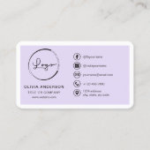 Minimal Lilac Purple Business Branding Visitenkarte (Vorderseite)