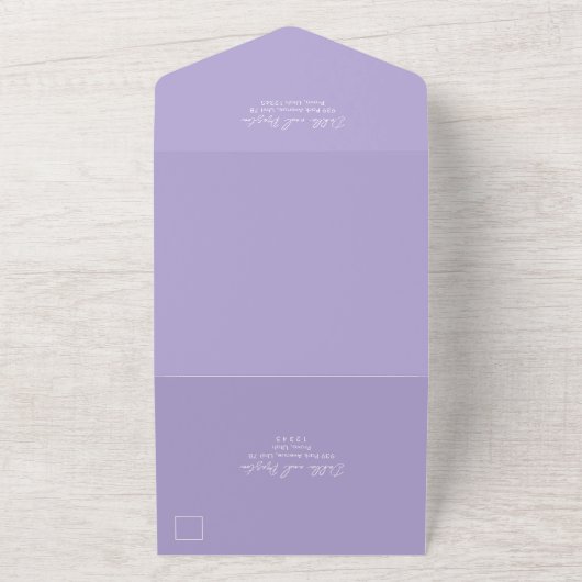 Minimal Lilac QR Code Moderne Hochzeit All In One Einladung (Außenbereich)