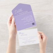 Minimal Lilac QR Code Moderne Hochzeit All In One Einladung (Abreißen)