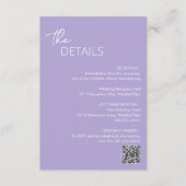 Minimal Lilac QR Code Moderne Hochzeit Begleitkarte (Vorderseite)