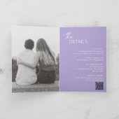 Minimal Lilac QR Code Moderne Hochzeit Einladung (Innenseite)