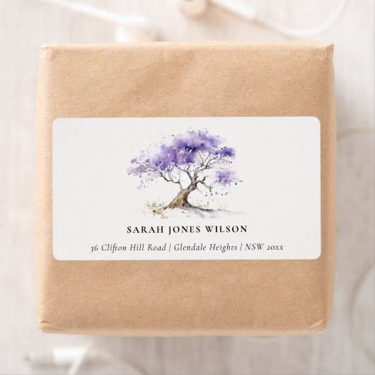 Minimal Lilac Watercolor Jacaranda Tree Adresse (Insitu)