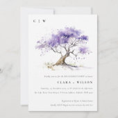 Minimal Lilac Watercolor Jacaranda Tree Verlobung Einladung (Vorderseite)