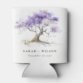 Minimal Lilac Watercolor Jacaranda Tree Wedding Dosenkühler (Rückseite)