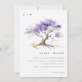 Minimal Lilac Watercolor Jacaranda Tree Wedding Einladung (Vorderseite)