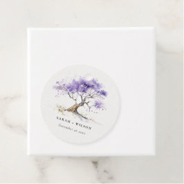 Minimal Lilac Watercolor Jacaranda Tree Wedding Geschenkanhänger