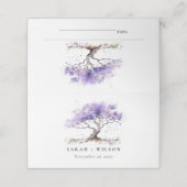 Minimal Lilac Watercolor Jacaranda Tree Wedding Platzkarte (Außenseite Aufgefaltet)