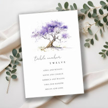 Minimal Lilac Watercolor Jacaranda Tree Wedding