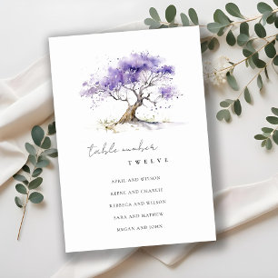 Minimal Lilac Watercolor Jacaranda Tree Wedding Tischnummer
