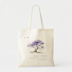 Minimal Lilac Watercolor Jacaranda Tree Wedding Tragetasche