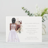 Minimal Lilac Wedding Gown Brautparty laden Dankeskarte (Stehend Vorderseite)