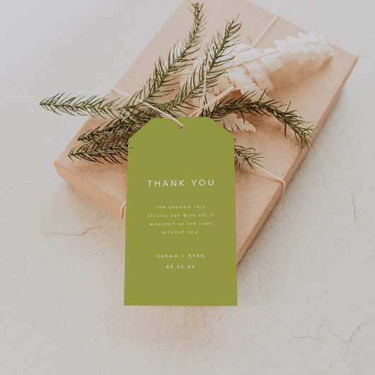 Minimal Lime Green Wedding Favor Thank You Geschenkanhänger