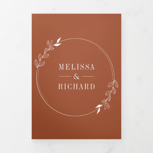 Minimal Line Art Leaf Parco Tassino Dreifach Gefaltete Einladung (Cover)