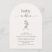 Minimal Line Art Wildflower Baby Shower Invitation Einladung (Vorderseite)