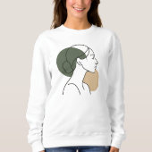 Minimal Line Art Woman Sweatshirt – Earth Tones (Vorderseite)