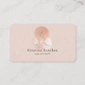 Minimal Line Art Woman Yoga Meditation QR Code Visitenkarte (Vorderseite)