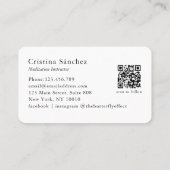 Minimal Line Art Woman Yoga Meditation QR Code Visitenkarte (Rückseite)