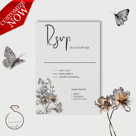 Minimal Line Kunst, Dichtung und Musik RSVP Karte