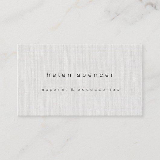 Minimal Linen Texture Business Card Visitenkarte (Vorderseite)
