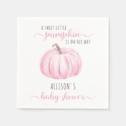 Minimal Little Pumpkin Pink Wasserfarbe Kinderdusc Serviette (Vorderseite)