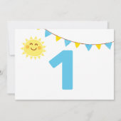 Minimal Little Sunshine First Birthday Boy Einladung (Rückseite)