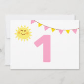 Minimal Little Sunshine First Birthday Girl Einladung (Rückseite)