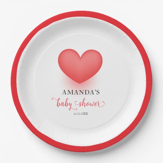 Minimal Little Sweetheart Valentine Baby Dusche Pappteller (Vorderseite)