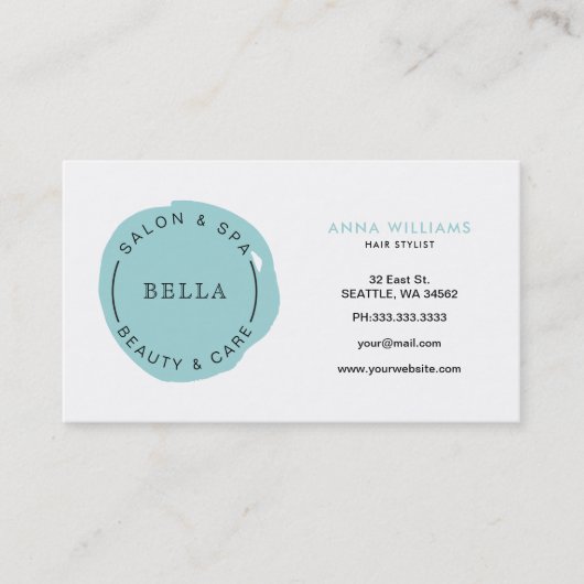 Minimal Logo Aqua Salon und Wellness-Center Termin (Vorderseite)