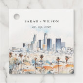 Minimal Los Angeles, California Watercolor Wedding Geschenkanhänger (Vorderseite)