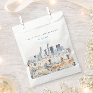 Minimal Los Angeles, California Watercolor Wedding Geschenktütchen