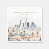 Minimal Los Angeles, California Watercolor Wedding Serviette (Vorderseite)