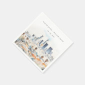 Minimal Los Angeles, California Watercolor Wedding Serviette (Ecke)
