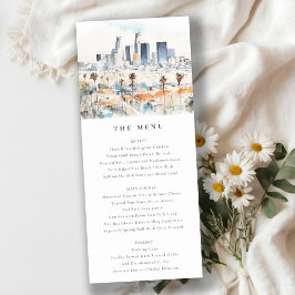Minimal Los Angeles California Wedding Menu Card Einladung