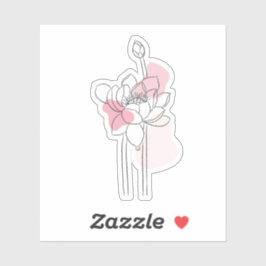Minimal Lotus Line Art – Soft Pink Zen Botanical  Aufkleber