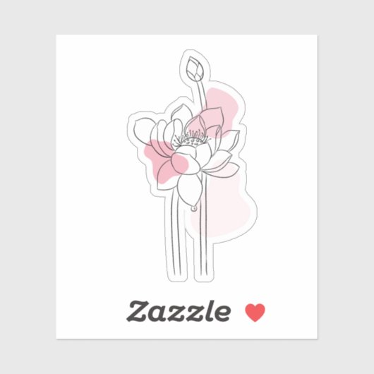 Minimal Lotus Line Art – Soft Pink Zen Botanical  Aufkleber (Blatt)