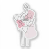 Minimal Lotus Line Art – Soft Pink Zen Botanical  Aufkleber (Vorderseite)