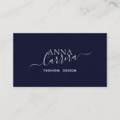 Minimal Luxury Boutique Navy White Calligraphy Visitenkarte (Vorderseite)