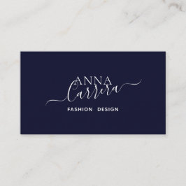 Minimal Luxury Boutique Navy White Calligraphy Visitenkarte