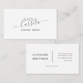 Minimal Luxury Boutique Schwarz-weiße Kalligraphie Visitenkarte (Vorne/Hinten)