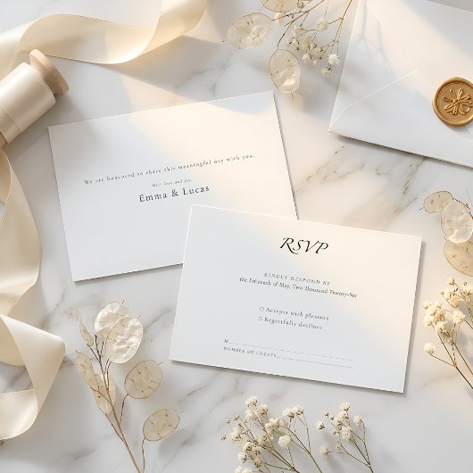 Minimal Luxury | Elegant Modern Black & White RSVP Karte