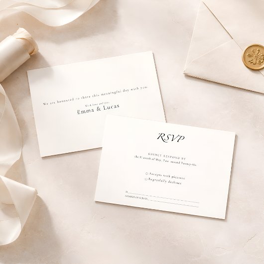 Minimal Luxury | Elegant Modern Black & White RSVP Karte